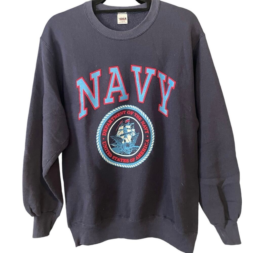 Vintage 90s USA Navy Deadstock Crewneck Adult Large